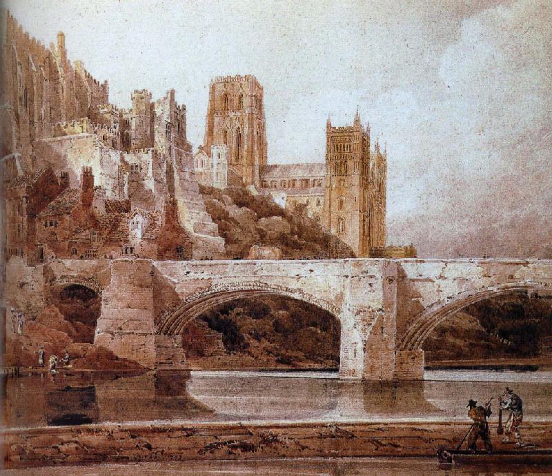 Thomas Girtin durham cathedral and bridge Norge oil painting art